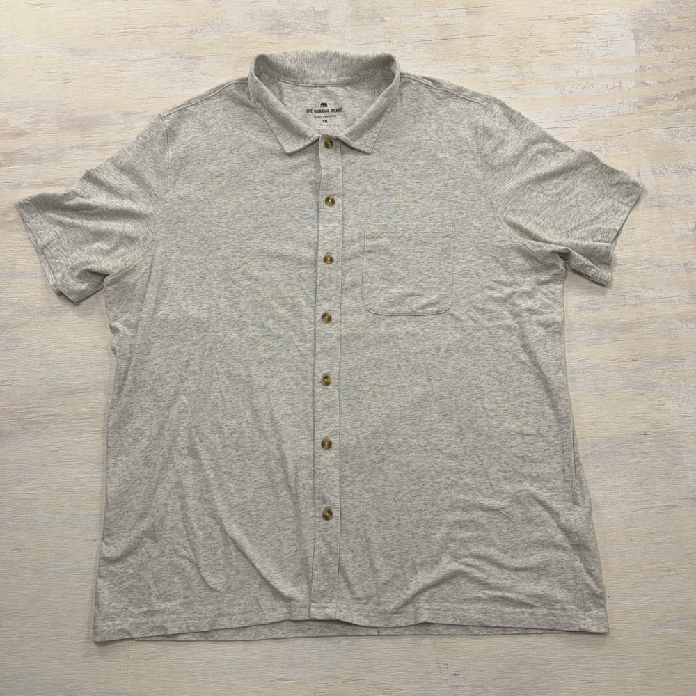 The Normal Brand Shirt Active Puremeso XXL Short Sleeve Button Down Grey Mens